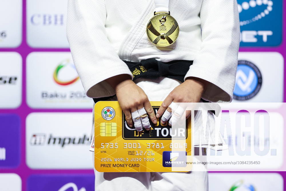 AZERBAIJAN, BAKU - OCTOBER 7, 2026: 1st placed Haruka Kaju of Japan attends an award ceremony for the women s -63 kg category during the 2026 World Judo Championships at the National Gymnastics Arena 2026 World Judo Championships In Baku - ZUMAt113 20261007_zaa_t113_520