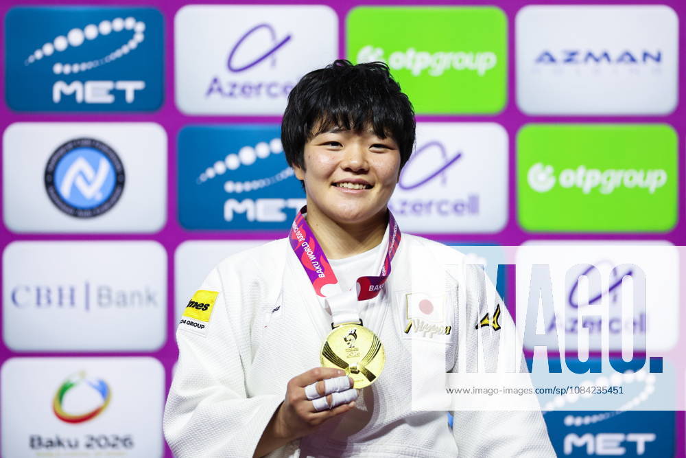 AZERBAIJAN, BAKU - OCTOBER 7, 2026: 1st placed Haruka Kaju of Japan attends an award ceremony for the women s -63 kg category during the 2026 World Judo Championships at the National Gymnastics Arena 2026 World Judo Championships In Baku - ZUMAt113 20261007_zaa_t113_521