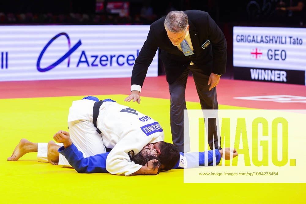 AZERBAIJAN, BAKU - OCTOBER 7, 2026: Tato Grigalashvili (L) of Georgia and Zelim Tckaev of Azerbaijan compete in their -81 kg bout as part of the 2026 World Judo Championships at the National Gymnastics Arena 2026 World Judo Championships In Baku - ZUMAt113 20261007_zaa_t113_524
