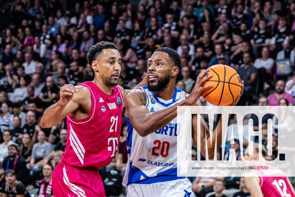 Xeyrius Williams, FC Porto, 20 vs. Joel Aminu, Telekom Baskets Bonn, 21; Telekom Baskets Bonn vs. FC Porto, Basketball, Basketball Champions League, Matchday 1, 2026–2027, October 7, 2026 Telekom Baskets Bonn vs. FC Porto, Basketball, Basketball Champions League, Matchday 1, 2026–2027, October 7, 2026 Bonn