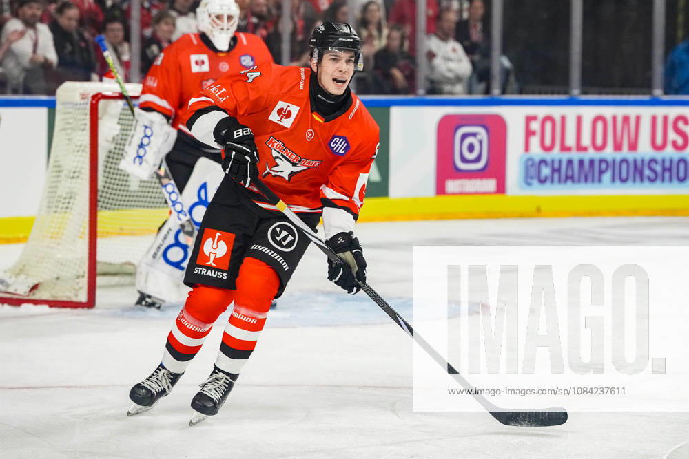 Ice Hockey CHL, Matchday 5: Kölner Haie vs. Herning Blue Fox on October 7, 2026, at the Lanxess Arena in Cologne. Noah Münzenberger, Cologne