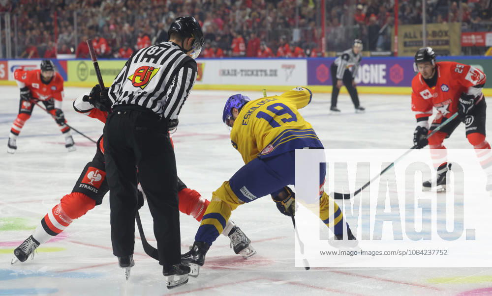 At the Bulli: Louis Marc Aubry (Cologne Sharks) 15, Martin Eskildsen (Herning Blue Fox) 19 GER, Cologne Sharks vs. Herning Blue Fox, Ice Hockey, DEL, 2026–2027 Season, October 7, 2026 GER, Cologne Sharks vs. Herning Blue Fox, Ice Hockey, DEL, 2026–2027 Season, October 7, 2026 Germany