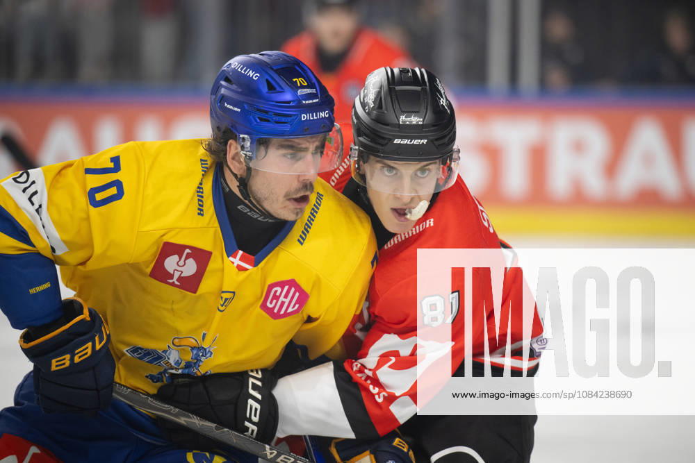 CHL Kölner Haie vs. Herning Blue Fox, Cologne, October 7, 2026 Mateu Späth, Kölner Haie, forward, 81 Oliver Kiljunen, Herning Blue Fox, forward, 70 CHL Kölner Haie vs. Herning Blue Fox on October 7, 2026, at the LanxessArena in Cologne, Germany