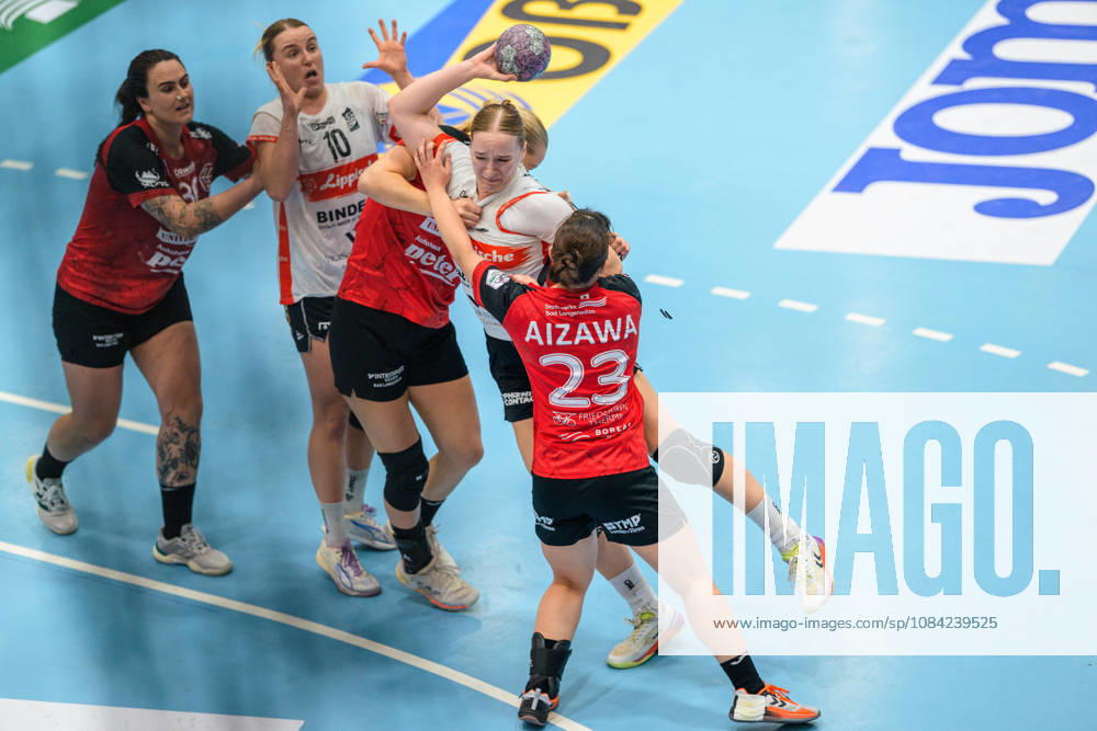 Marcela Arounian, Thuringer HC, 36; Maxi Muehlner, HSG Blomberg Lippe, 10; A. Bra Oddsdottir Hagalin, Thuringer HC, 06, Nieke Kuehne, HSG Blomberg Lippe, 09, Natsuki Aizawa, Thueringer HC, 23 GER, Thueringer HC vs. HSG Blomberg Lippe, Handball, Alsco Women’s Handball Bundesliga, 2026–2027 season, Matchday 5, Sunday, 7:30 p.m., October 7, 2026 GER, Thuringer HC vs. HSG Blomberg Lippe, Handball, Alsco Women’s Handball Bundesliga, 2026–2027 Season, Matchday 5, Sunday, 7:30 p.m., October 7, 2026, Bad Langensalza