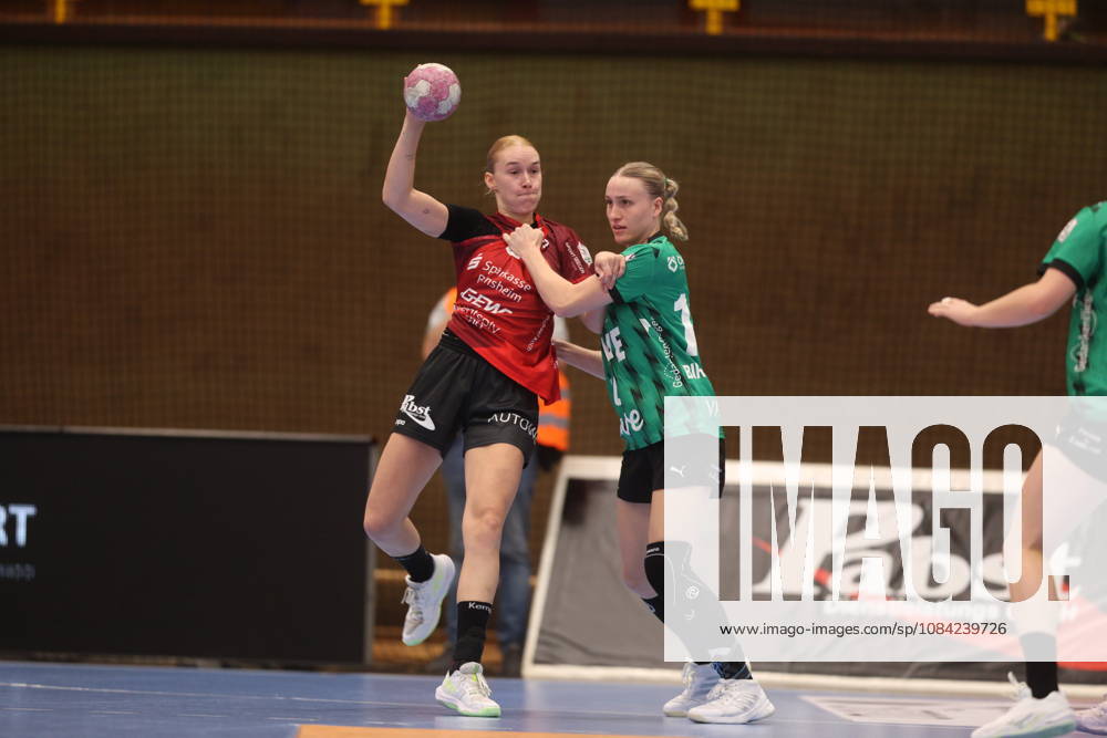 GER, Bensheim, HSG Bensheim Flames vs. Vfl Oldenburg, Alsco Women s Handball Bundesliga, Handball, DHB, 2026–2027 Season, Weststadthalle Bensheim, Matchday 5 in pictures: from left, Lena Degenhardt, Bensheim Flames Women’s Team 8. DFB and DFL regulations prohibit any use of photographs as image sequences and or quasi-video. October 7, 2026