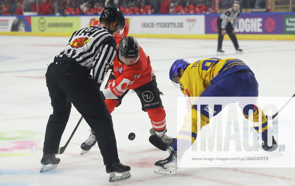 From left: Frederik Storm, Cologne Sharks 19; Artturi Toivola, Herning Blue Fox 95 GER, Cologne Sharks vs. Herning Blue Fox, Ice Hockey, DEL, 2026–2027 season, October 7, 2026 GER, Cologne Sharks vs. Herning Blue Fox, Ice Hockey, DEL, 2026–2027 Season, October 7, 2026 Germany