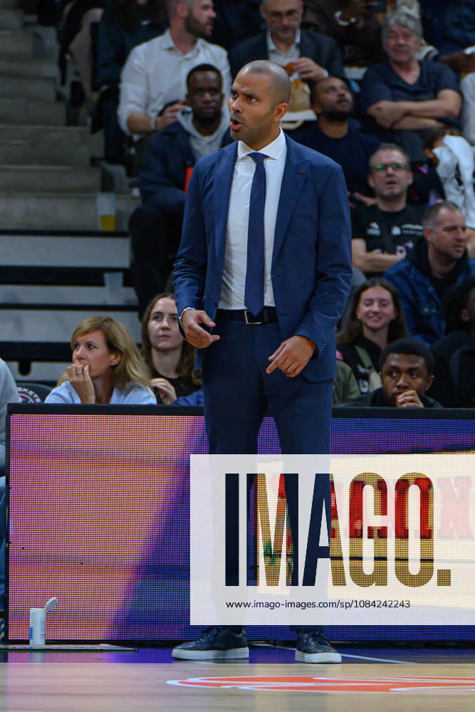 EuroLeague 2026, Paris Basketball vs LDLC ASVEL Villeurbanne, Basketball ASVEL Head Coach TONY PARKER during the EuroLeague 2026 match between Paris Basketball and LDLC ASVEL Villeurbanne at Adidas Arena on October 07, 2026 in Paris, France. Paris Adidas Arena France