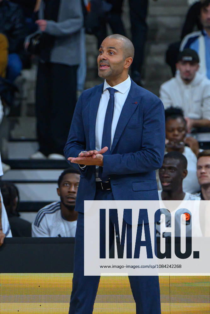 EuroLeague 2026, Paris Basketball vs LDLC ASVEL Villeurbanne, Basketball ASVEL Head Coach TONY PARKER during the EuroLeague 2026 match between Paris Basketball and LDLC ASVEL Villeurbanne at Adidas Arena on October 07, 2026 in Paris, France. Paris Adidas Arena France