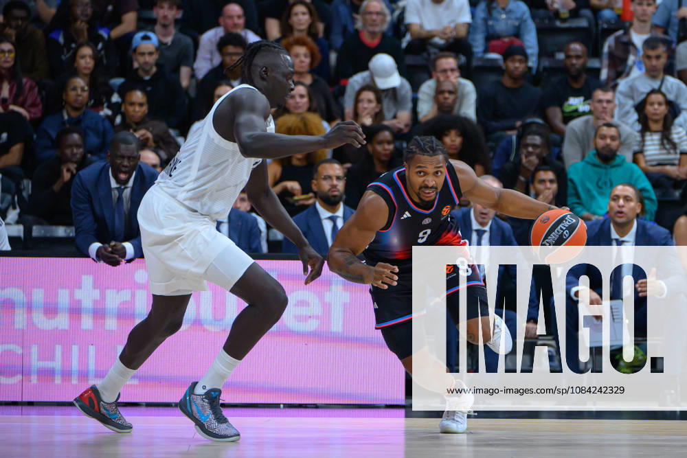 EuroLeague 2026, Paris Basketball vs LDLC ASVEL Villeurbanne, Basketball BOTH GACH of ASVEL and Tyson Etienne of Paris Basket during the EuroLeague 2026 match between Paris Basketball and LDLC ASVEL Villeurbanne at Adidas Arena on October 07, 2026 in Paris, France. Paris Adidas Arena France