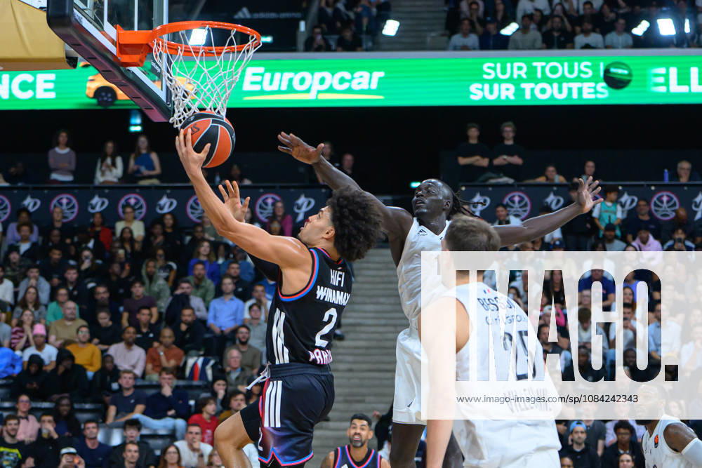 EuroLeague 2026, Paris Basketball vs LDLC ASVEL Villeurbanne, Basketball Nadir Hifi of Paris Basket and BOTH GACH of ASVEL during the EuroLeague 2026 match between Paris Basketball and LDLC ASVEL Villeurbanne at Adidas Arena on October 07, 2026 in Paris, France. Paris Adidas Arena France