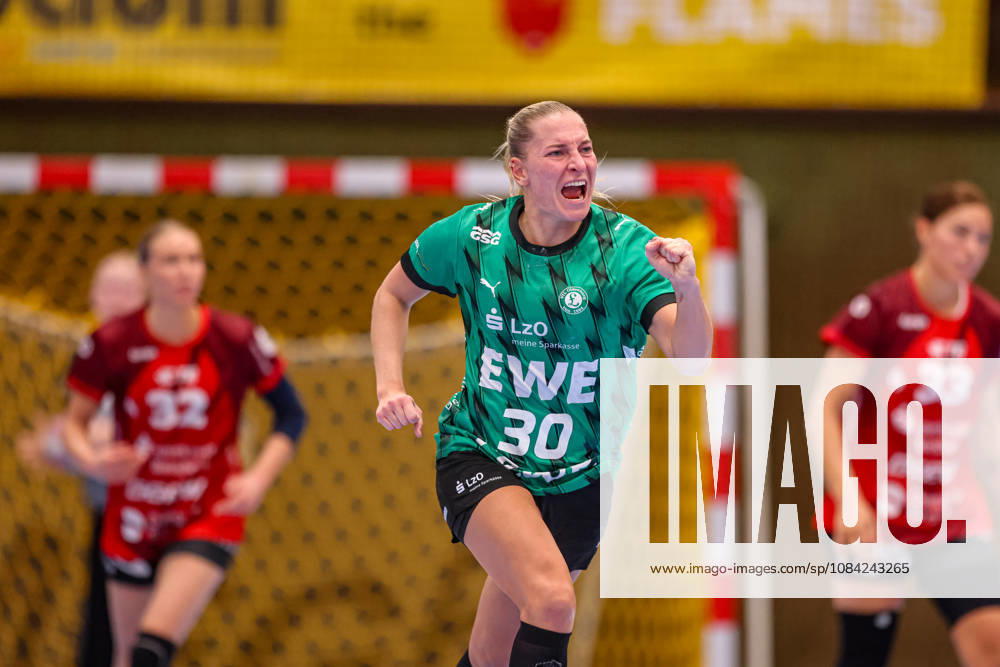 GER, Bensheim, HSG Bensheim Flames vs. Vfl Oldenburg, Alsco Women s Handball Bundesliga, Handball, DHB, 2026–2027 Season, Weststadthalle Bensheim, Matchday 5 in Pictures: Jenny Behrend, VfL Oldenburg Women’s Handball 30, Goal, Celebration and Joy, Emotions. DFB and DFL regulations prohibit any use of photographs as image sequences and or quasi-video. October 7, 2026