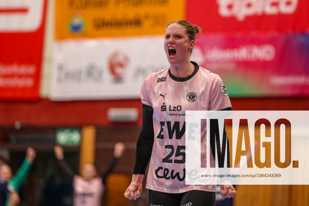 GER, Bensheim, HSG Bensheim Flames vs. Vfl Oldenburg, Alsco Women s Handball Bundesliga, Handball, DHB, 2026–2027 Season, Weststadthalle Bensheim, Matchday 5 in Pictures: Madita Kohorst, VfL Oldenburg Women’s Handball 25, Joy and Emotions After the Victory. DFB and DFL regulations prohibit any use of photographs as image sequences and or quasi-video