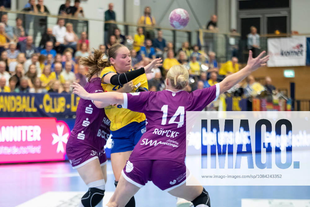 Handball, Alsco HBF1: HC Leipzig vs. TuS Metzingen, October 7, 2026; Lara Tauchmann 28; HC Leipzig in a tight spot; Alsco Women s Handball Bundesliga (HBF1), 2026–2027 season, Matchday 5: HC Leipzig vs. TuS Metzingen on October 7, 2026, at the Markranstädt Sports Center
