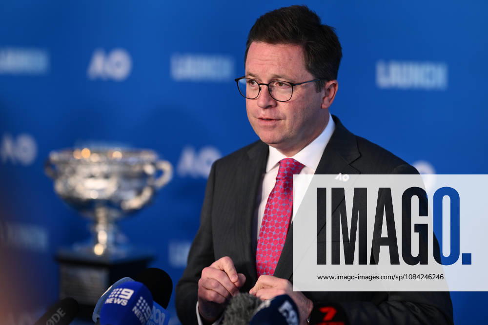 TENNIS AUSTRALIAN OPEN LAUNCH, Victorian Minister for Major Events Anthony Carbines speaks during the launch of the 2027 Australian Open tennis tournament, in Melbourne, Thursday, October 8, 2026. ( NO ARCHIVING MELBOURNE VICTORIA Australia