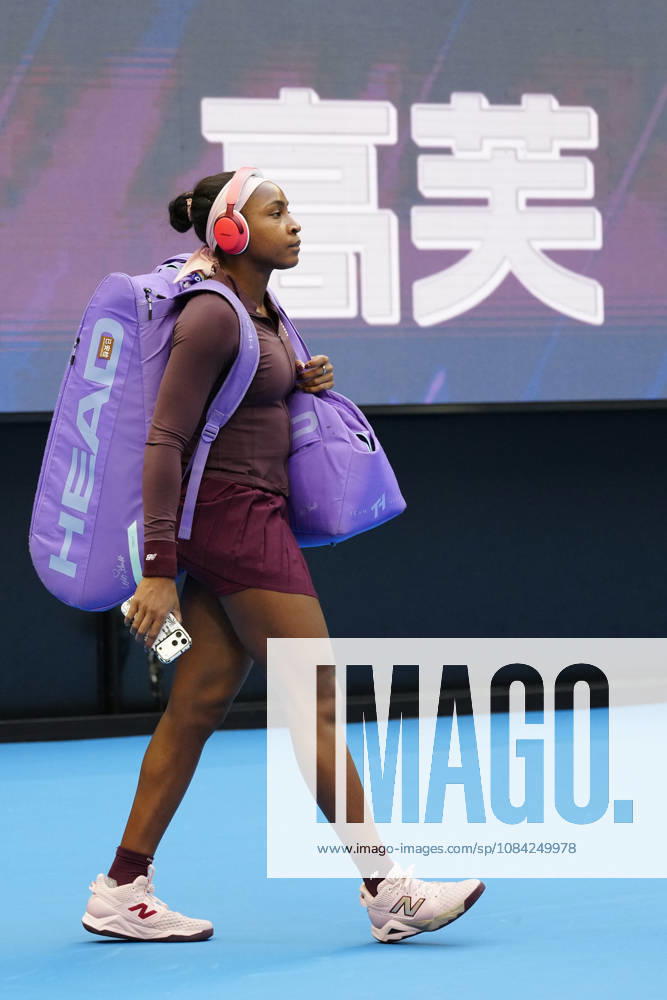 2026 China Open Women s Singles Round of 16 match in Beijing - 07 Oct. Coco Gauff of the United States in action against Elise Mertens of Belgium during Women s Singles Round of 16 match on day eight of China Open at the National Tennis Center. Elise Mertens won 3-6, 3-6 Bejing China