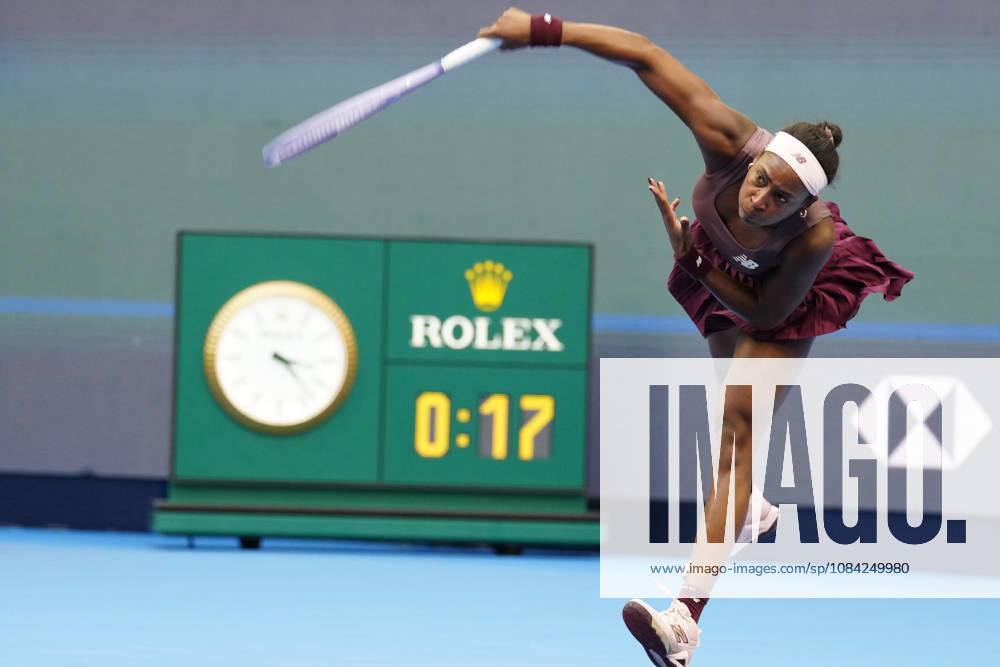 2026 China Open Women s Singles Round of 16 match in Beijing - 07 Oct. Coco Gauff of the United States in action against Elise Mertens of Belgium during Women s Singles Round of 16 match on day eight of China Open at the National Tennis Center. Elise Mertens won 3-6, 3-6 Bejing China