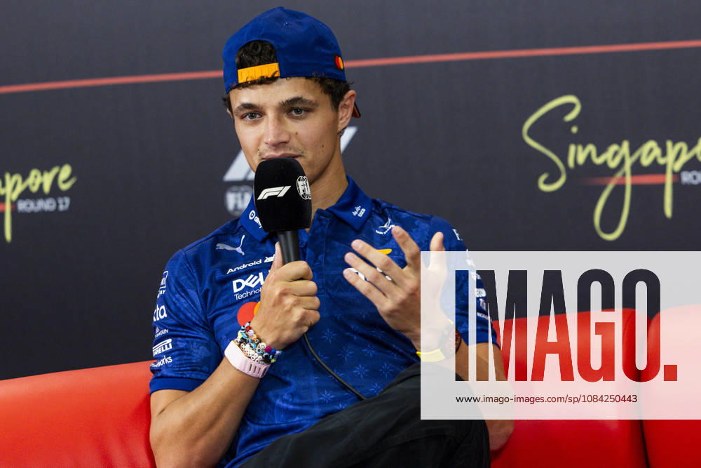 F1 - SINGAPORE GRAND PRIX 2026 NORRIS Lando (gbr), McLaren F1 Team MCL40, portrait, pre-event press conference, PK, Pressekonferenz during the 2026 Formula 1 Singapore Grand Prix, 17th round of the 2026 Formula One World Championship, WM, Weltmeisterschaft from October 9 to 11, 2026 on the Marina Bay Street Circuit, in Singapore, Singapore - SingaporeSingapore