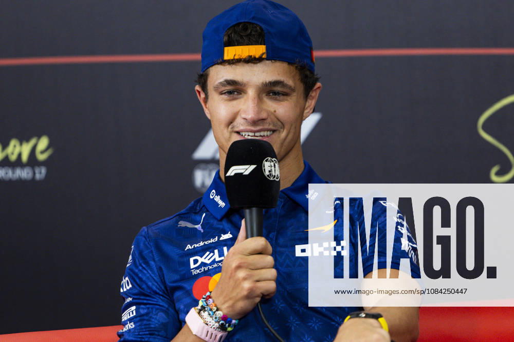 F1 - SINGAPORE GRAND PRIX 2026 NORRIS Lando (gbr), McLaren F1 Team MCL40, portrait, pre-event press conference, PK, Pressekonferenz during the 2026 Formula 1 Singapore Grand Prix, 17th round of the 2026 Formula One World Championship, WM, Weltmeisterschaft from October 9 to 11, 2026 on the Marina Bay Street Circuit, in Singapore, Singapore - SingaporeSingapore