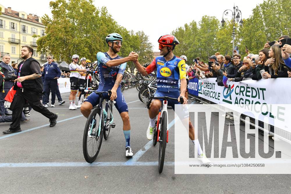 CYCLING - Road cycling, Rad, Radsport, Strasse - Il Gran Piemonte 2026 Photo by IPA ABACAPRESS.COM89426338 - Jacopo Mosca and Damiano Caruso (ITA) during his farewell race at Il Gran Piemonte 2026, a road cycling race in Aqui Terme, Italy, on October 8, 2026 Aqui Terme Italy