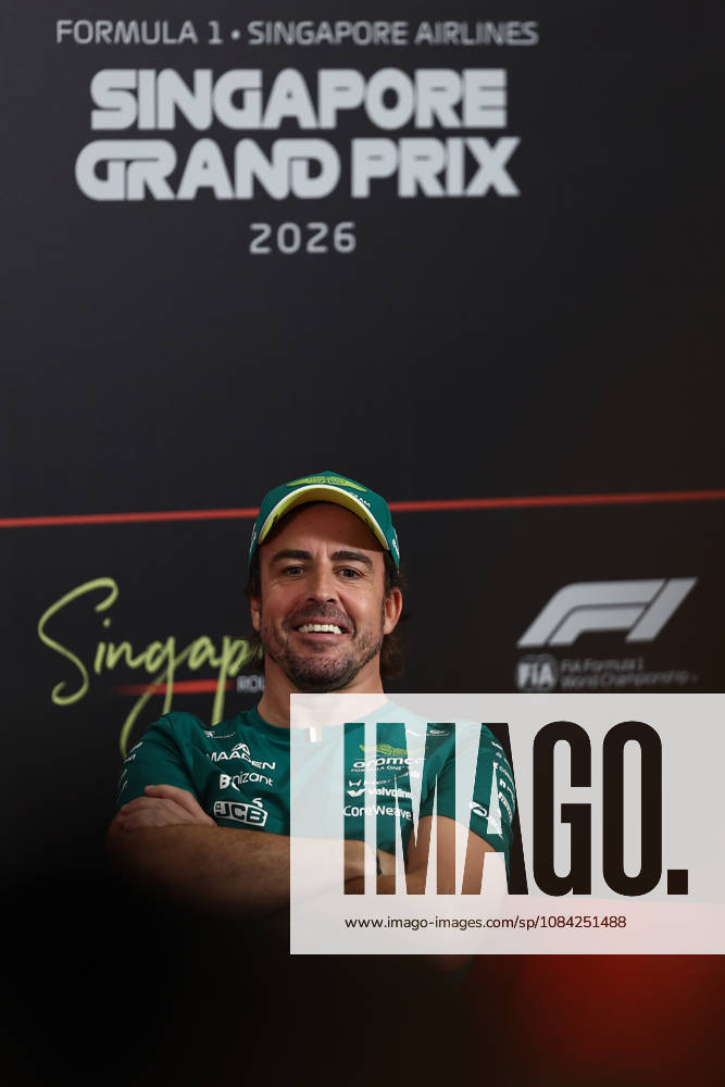 F1 Singapore Grand Prix 2026 Previews Fernando Alonso of Aston Martin Aramco during the press conference, PK, Pressekonferenz ahead of the Formula 1 Singapore Grand Prix at Marina Bay Street Circuit in Singapore on October 8, 2026. Singapore Singapore