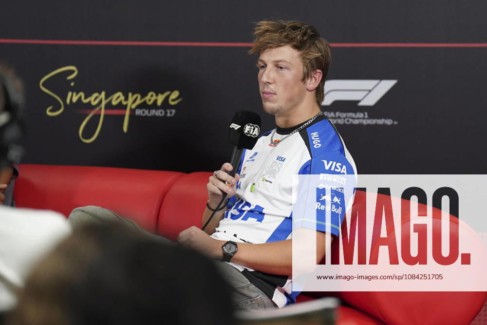 FORMULA 1 SINGAPORE AIRLINES SINGAPORE GRAND PRIX 2026 Liam Lawson (NZL) 30 Racing Bulls in a press conference, PK, Pressekonferenz during the Formula 1 Singapore Airlines Singapore Grand Prix 2026, Round 17 of the 2026 Formula 1 World Championship, WM, Weltmeisterschaft from 9th - 11th October 2026 at the Marina Bay Street Circuit, Singapore. Credit: Robbie Hoad Every Second Media Editorial use only. All images are copyright Every Second Media Limited. No images may be reproduced without prior permission.