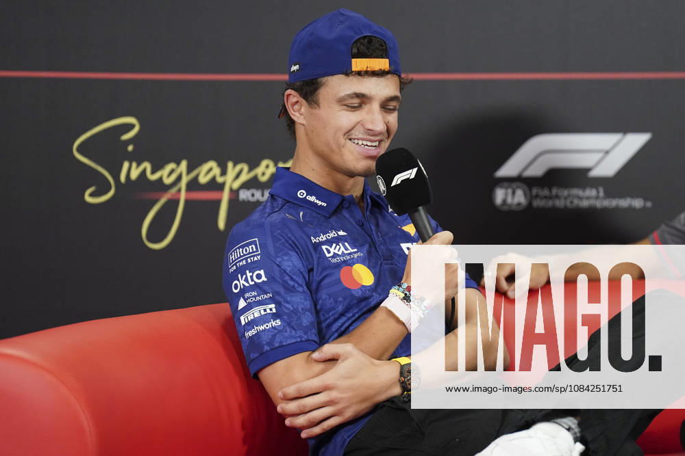 FORMULA 1 SINGAPORE AIRLINES SINGAPORE GRAND PRIX 2026 Lando Norris (GBR) 1 McLaren in a press conference, PK, Pressekonferenz during the Formula 1 Singapore Airlines Singapore Grand Prix 2026, Round 17 of the 2026 Formula 1 World Championship, WM, Weltmeisterschaft from 9th - 11th October 2026 at the Marina Bay Street Circuit, Singapore. Credit: Robbie Hoad Every Second Media Editorial use only. All images are copyright Every Second Media Limited. No images may be reproduced without prior permission.