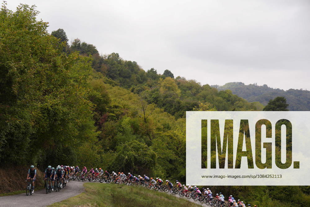 The pack rides during the 110th edition of the Gran Piemonte 2026 a 185 km one day race from Asti to Bra on October 08, 2026, Italy.