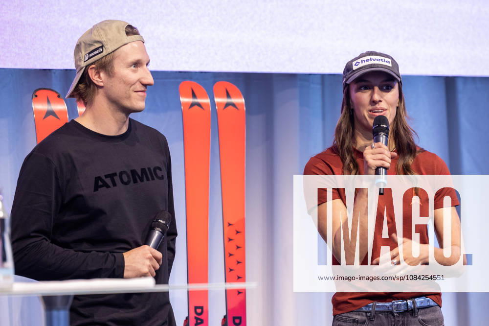 ALPINE SKIING - Atomic Media Day 2026 ALTENMARKT,AUSTRIA,08.OCT.26 - ALPINE SKIING - Atomic Media Day. Image shows Tanguy Nef and Malorie Blanc (SUI). GEPAxpictures xHaraldxSteiner