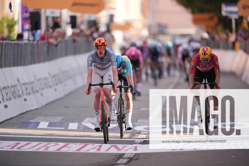 France s Dorian Godon of Netcompany INEOS winner of the race on the finish line during the 110th edition of the Gran Piemonte 2026 a 185 km one day race from Asti to Bra on October 08, 2026, Italy.