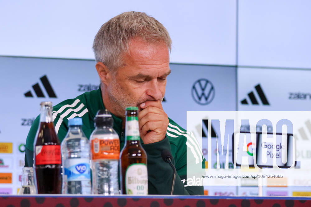 German Women s National Soccer Team Post-Match Press Conference: Friendly Match Germany vs. Australia Pictured: National Team Coach Christian Wück (Wueck) of Germany at the post-match press conference in Karlsruhe