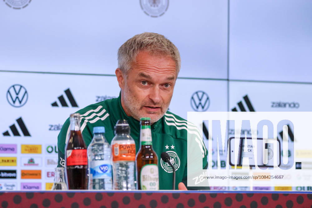 German Women s National Soccer Team Post-Match Press Conference: Friendly Match Germany vs. Australia Pictured: National Team Coach Christian Wück (Wueck) of Germany at the post-match press conference in Karlsruhe