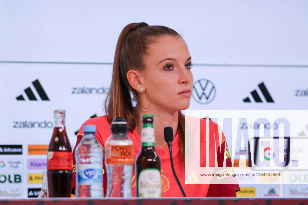 German Women s National Soccer Team Post-Match Press Conference: Friendly Match Germany vs. Australia Pictured: Goalkeeper Ena Mahmutovic of Germany at the post-match press conference in Karlsruhe