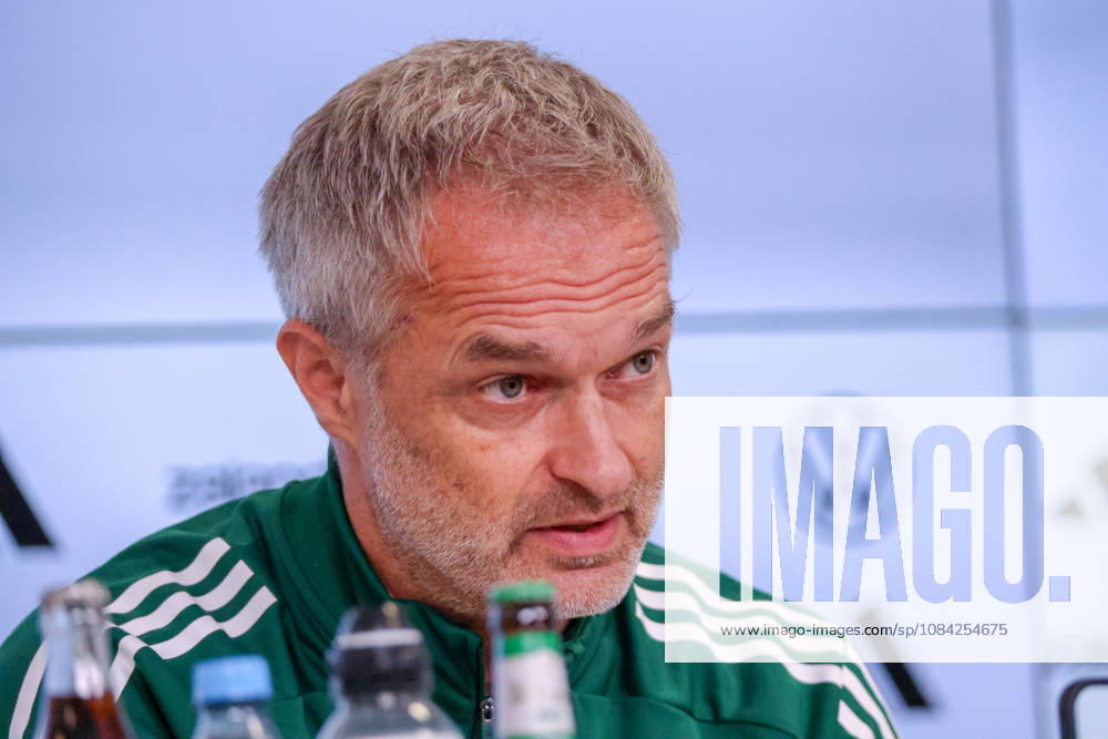 German Women s National Soccer Team Post-Match Press Conference: Friendly Match Germany vs. Australia Pictured: National Team Coach Christian Wück (Wueck) of Germany at the post-match press conference in Karlsruhe
