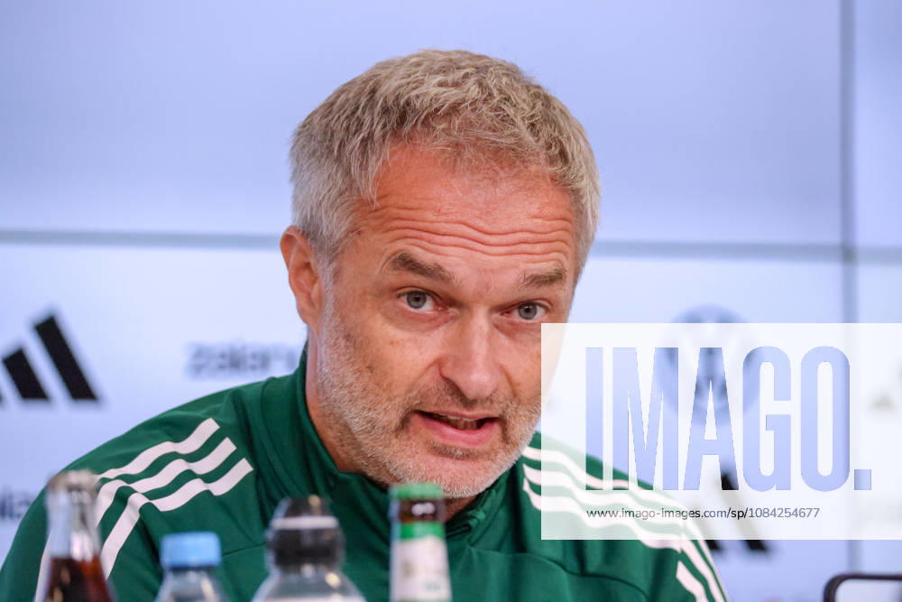 German Women s National Soccer Team Post-Match Press Conference: Friendly Match Germany vs. Australia Pictured: National Team Coach Christian Wück (Wueck) of Germany at the post-match press conference in Karlsruhe