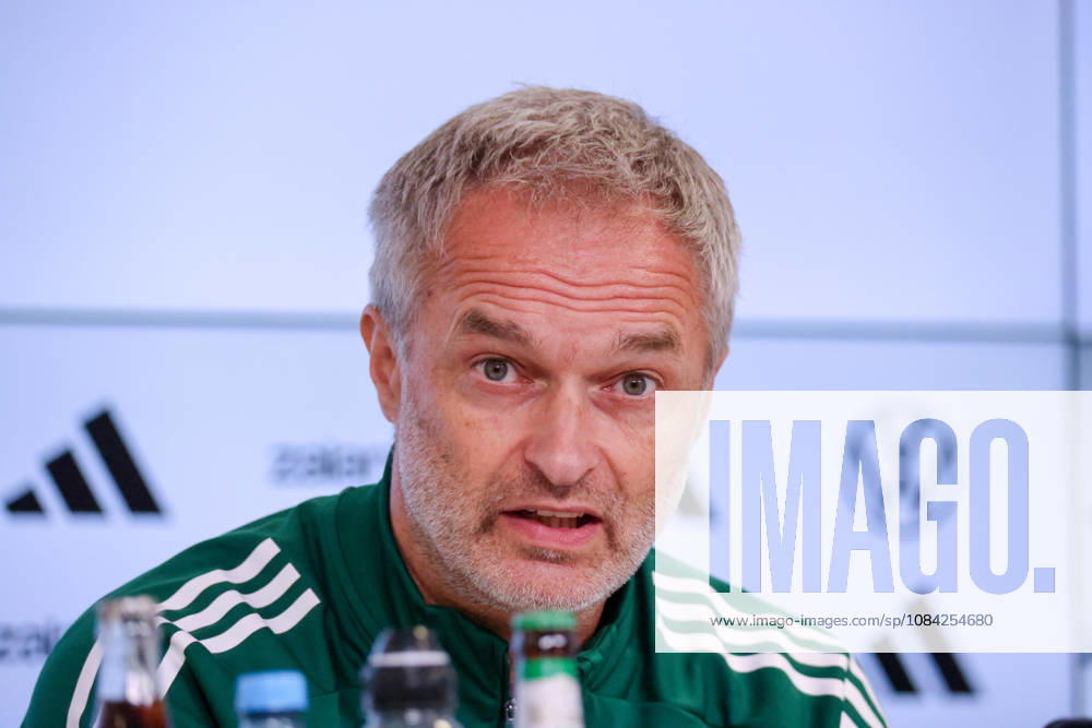 German Women s National Soccer Team Post-Match Press Conference: Friendly Match Germany vs. Australia Pictured: National Team Coach Christian Wück (Wueck) of Germany at the post-match press conference in Karlsruhe