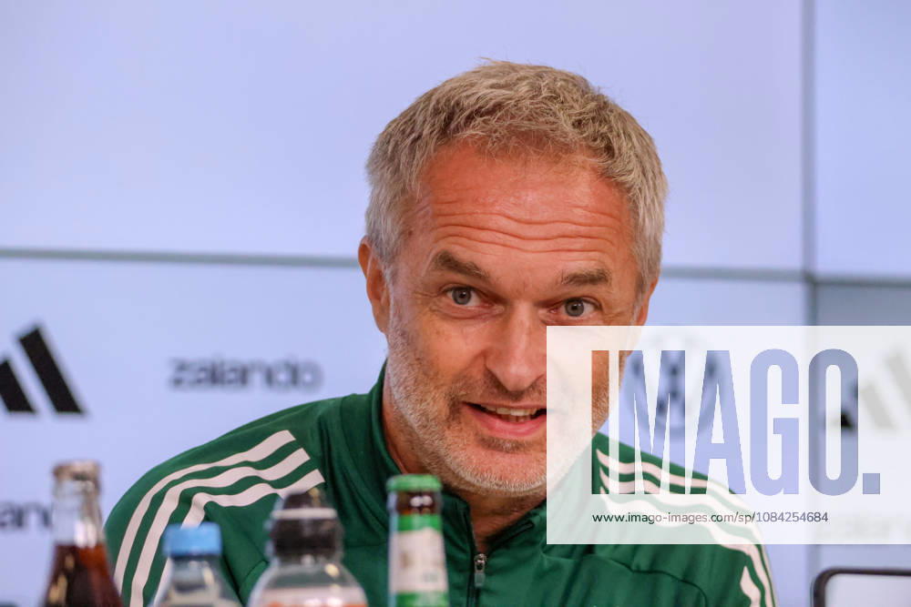 German Women s National Soccer Team Post-Match Press Conference: Friendly Match Germany vs. Australia Pictured: National Team Coach Christian Wück (Wueck) of Germany at the post-match press conference in Karlsruhe