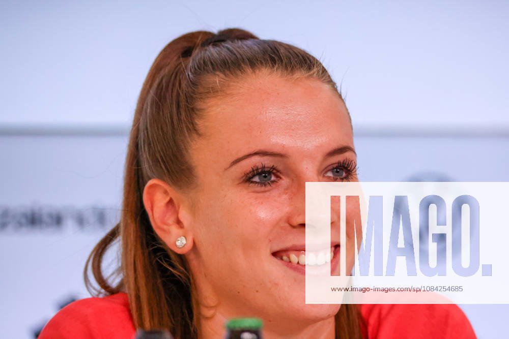German Women s National Soccer Team Post-Match Press Conference: Friendly Match Germany vs. Australia Pictured: Goalkeeper Ena Mahmutovic of Germany at the post-match press conference in Karlsruhe