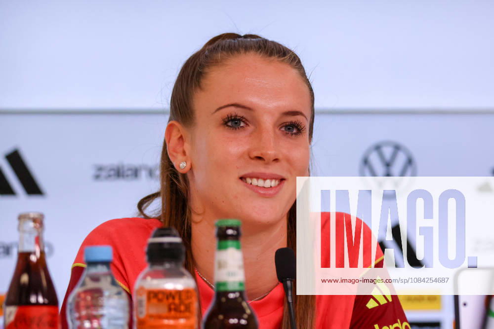 German Women s National Soccer Team Post-Match Press Conference: Friendly Match Germany vs. Australia Pictured: Goalkeeper Ena Mahmutovic of Germany at the post-match press conference in Karlsruhe