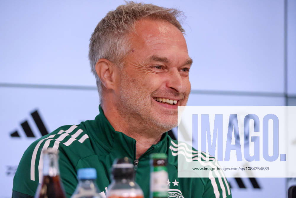 German Women s National Soccer Team Post-Match Press Conference: Friendly Match Germany vs. Australia Pictured: National Team Coach Christian Wück (Wueck) of Germany at the post-match press conference in Karlsruhe