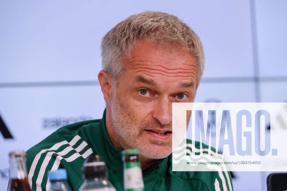 German Women s National Soccer Team Post-Match Press Conference: Friendly Match Germany vs. Australia Pictured: National Team Coach Christian Wück (Wueck) of Germany at the post-match press conference in Karlsruhe