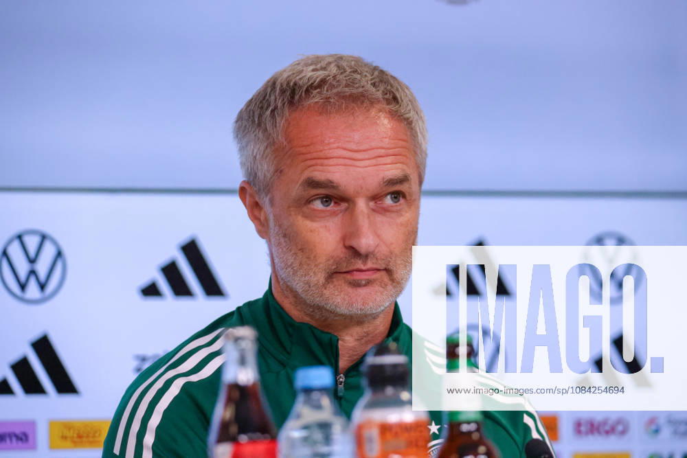 German Women s National Soccer Team Post-Match Press Conference: Friendly Match Germany vs. Australia Pictured: National Team Coach Christian Wück (Wueck) of Germany at the post-match press conference in Karlsruhe
