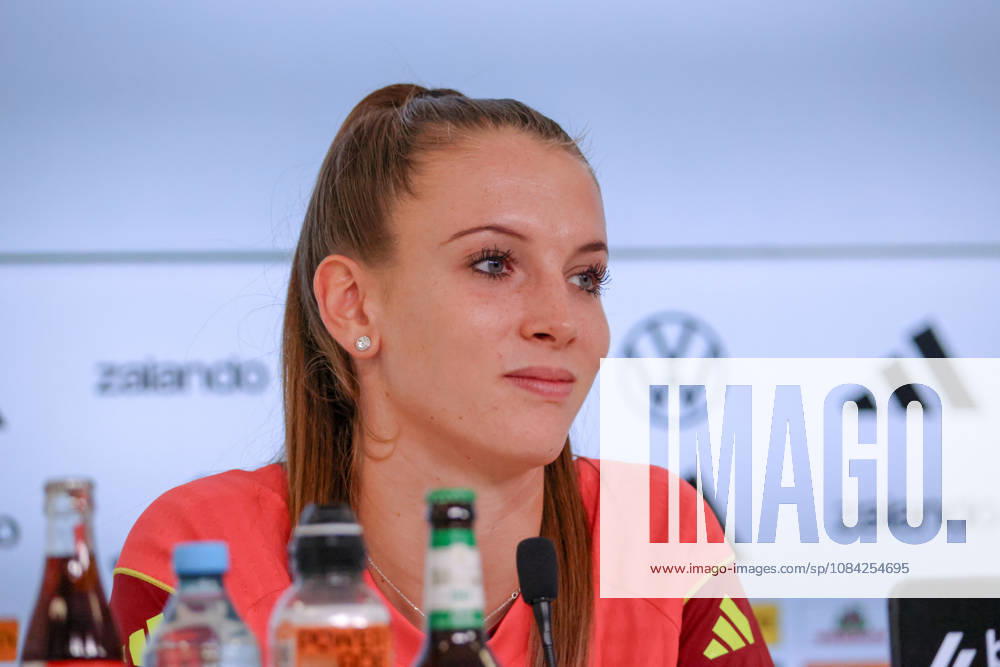 German Women s National Soccer Team Post-Match Press Conference: Friendly Match Germany vs. Australia Pictured: Goalkeeper Ena Mahmutovic of Germany at the post-match press conference in Karlsruhe