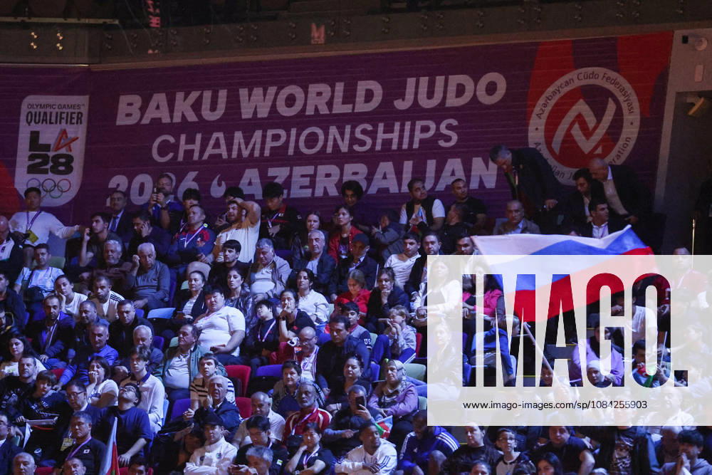 AZERBAIJAN, BAKU - OCTOBER 8, 2026: Russia s fans are pictured during the 2026 World Judo Championships at the National Gymnastics Arena. Mikhail Sinitsyn TASS 98954972