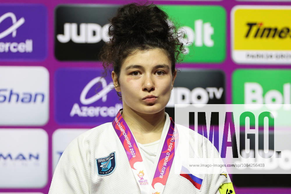 AZERBAIJAN, BAKU - OCTOBER 8, 2026: 3rd placed Madina Taimazova of Russia pose during an award ceremony for the women s -70 kg category during the 2026 World Judo Championships at the National Gymnastics Arena. Mikhail Sinitsyn TASS 98955793