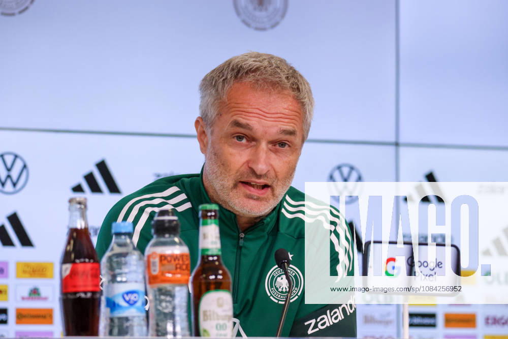 German Women s National Soccer Team Post-Match Press Conference: Friendly Match Germany vs. Australia Pictured: National Team Coach Christian Wück (Wueck) of Germany at the post-match press conference in Karlsruhe