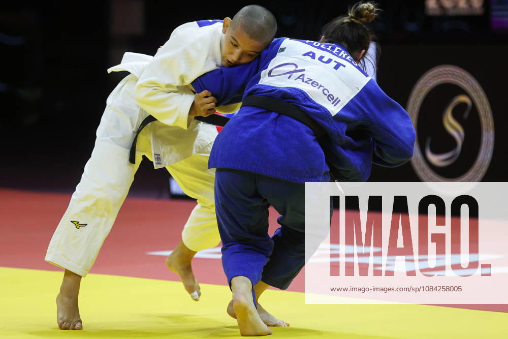 AZERBAIJAN, BAKU - OCTOBER 8, 2026: Ai Tsunoda Roustant (L) of Spain and Michaela Polleres of Austria compete in their -70 kg bout as part of the 2026 World Judo Championships at the National Gymnastics Arena 2026 World Judo Championships In Baku - ZUMAt113 20261008_zaa_t113_598