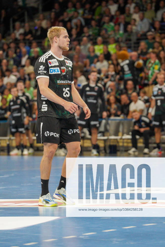 Pictured: Matthes Langhoff, Füchse Berlin, August 25, 2026; Füchse Berlin vs. FC Porto, EHF Handball Champions League, 2026–27 season, Max Schmeling Halle
