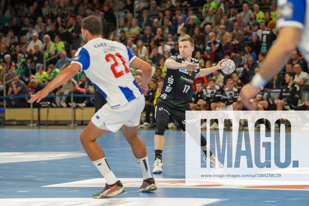 Pictured: Nils Lichtlein, Füchse Berlin, August 17, 2026; Füchse Berlin vs. FC Porto, EHF Handball Champions League, 2026–27 season, Max Schmeling Halle