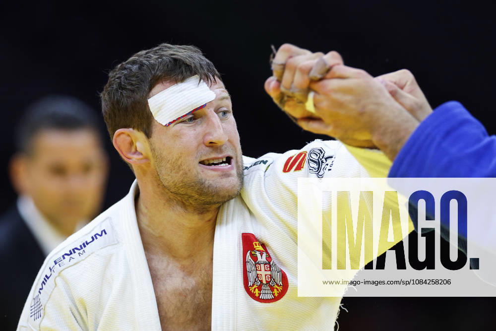 AZERBAIJAN, BAKU - OCTOBER 8, 2026: Nemanja Majdov of Serbia is pictured during a -90 kg bout against Murad Fatiyev of Azerbaijan as part of the 2026 World Judo Championships at the National Gymnastics Arena 2026 World Judo Championships In Baku - ZUMAt113 20261008_zaa_t113_624