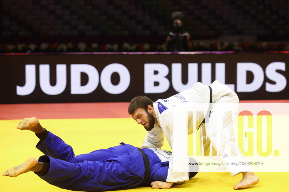 AZERBAIJAN, BAKU - OCTOBER 8, 2026: Maxime-Gael Ngayap Hambou (bottom) of France and Boris Rutovic of Serbia compete in their -90 kg bout as part of the 2026 World Judo Championships at the National Gymnastics Arena 2026 World Judo Championships In Baku - ZUMAt113 20261008_zaa_t113_632